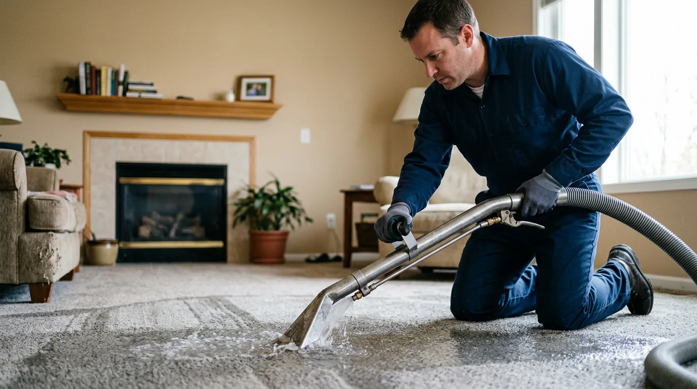 Water damage restoration technician working near Braceville, IL